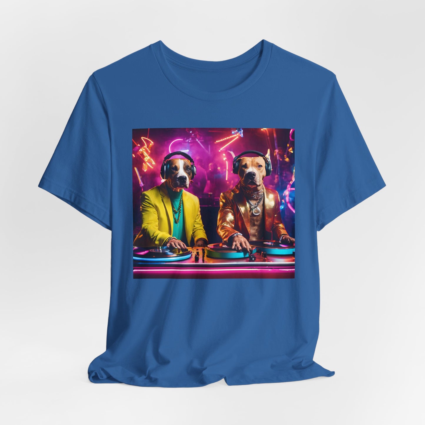 Colorful DJ Dawg - Festival - Unisex Tee - Fun Graphic Short Sleeve Shirt for Pet Lovers