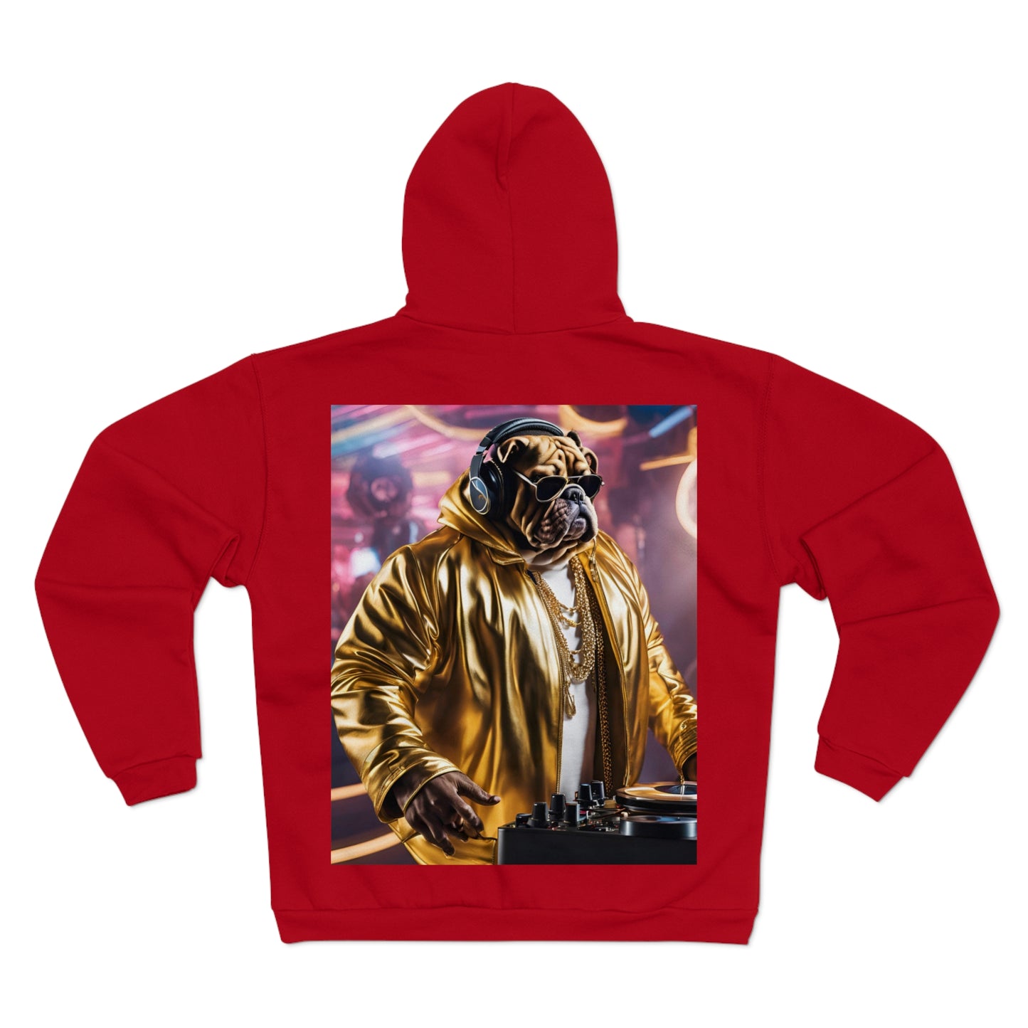 DJ Bulldog - Festival - Unisex Zip-Up Hoodie - Fun & Stylish Sweatshirt for Pet Lovers
