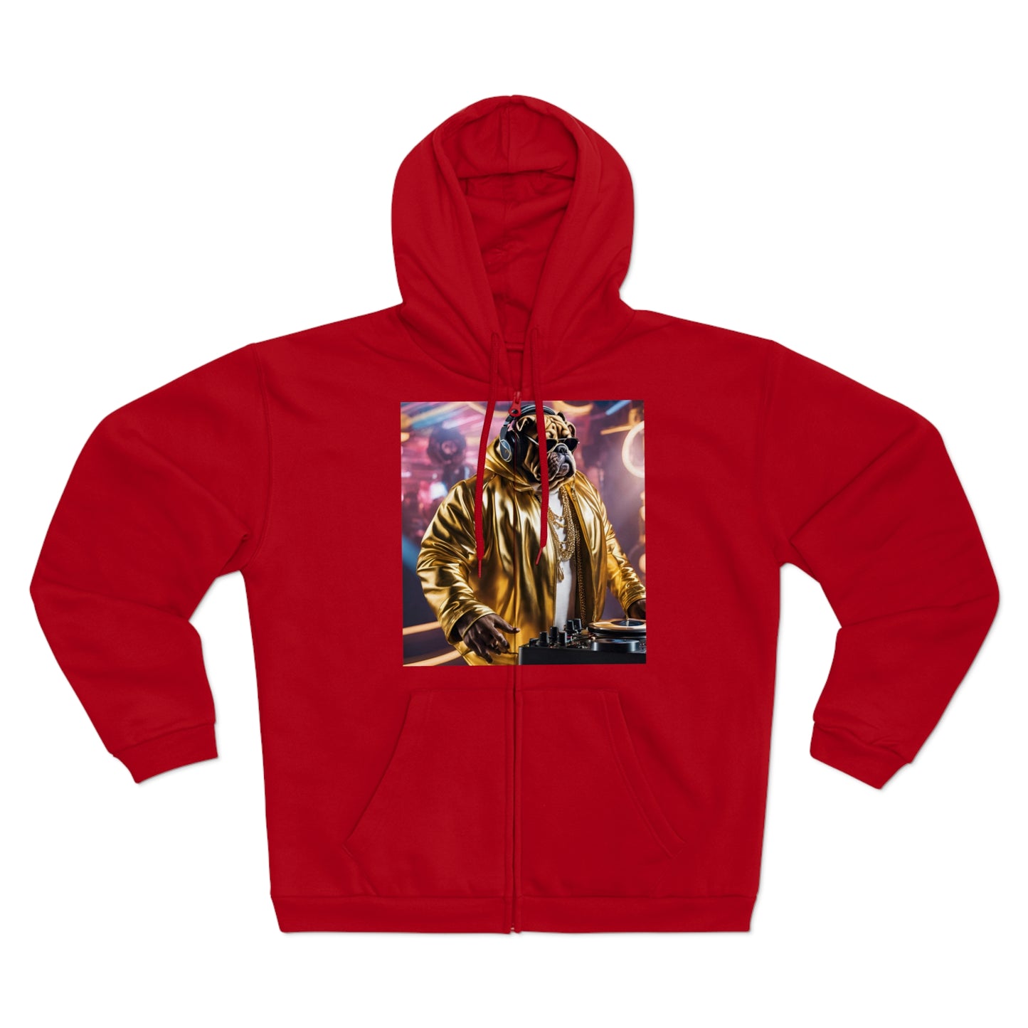 DJ Bulldog - Festival - Unisex Zip-Up Hoodie - Fun & Stylish Sweatshirt for Pet Lovers