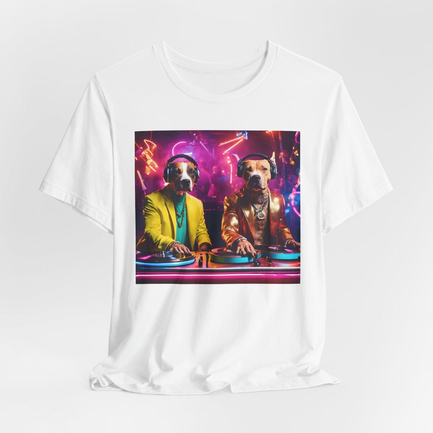 Colorful DJ Dawg - Festival - Unisex Tee - Fun Graphic Short Sleeve Shirt for Pet Lovers