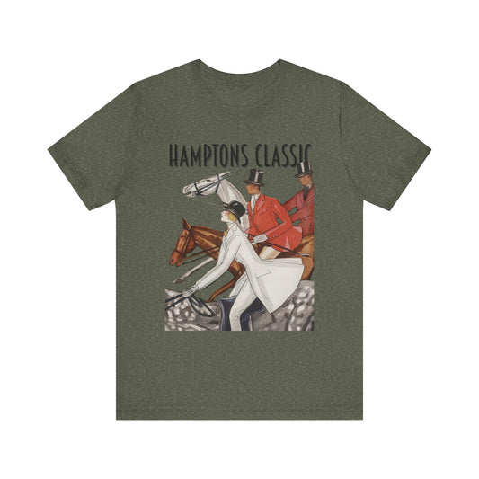 Hamptons Classic- Horse Riding Unisex Tee, Vintage Equestrian T-Shirt, Summer Outing