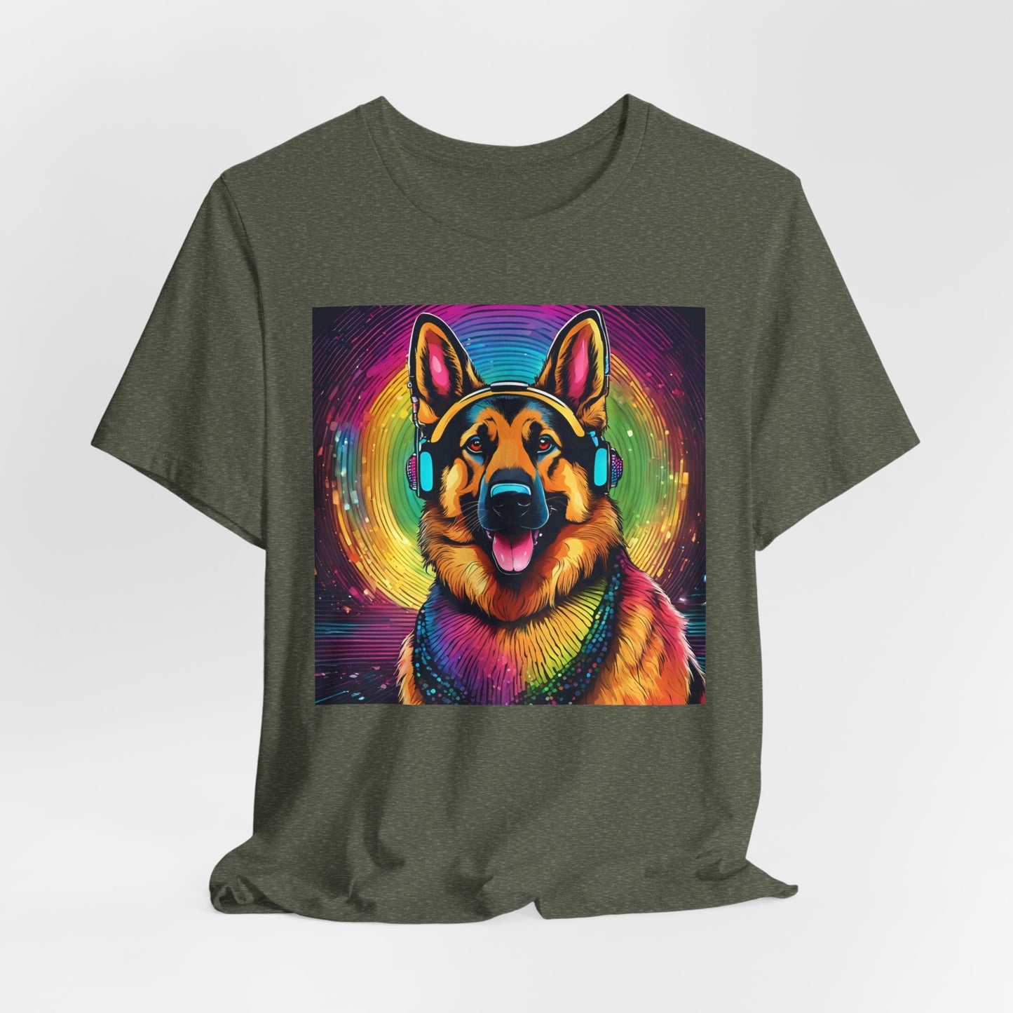 Colorful DJ Dawg - Festival -GSD Dog Lover Unisex Tee - Music Vibe Graphic T-Shirt