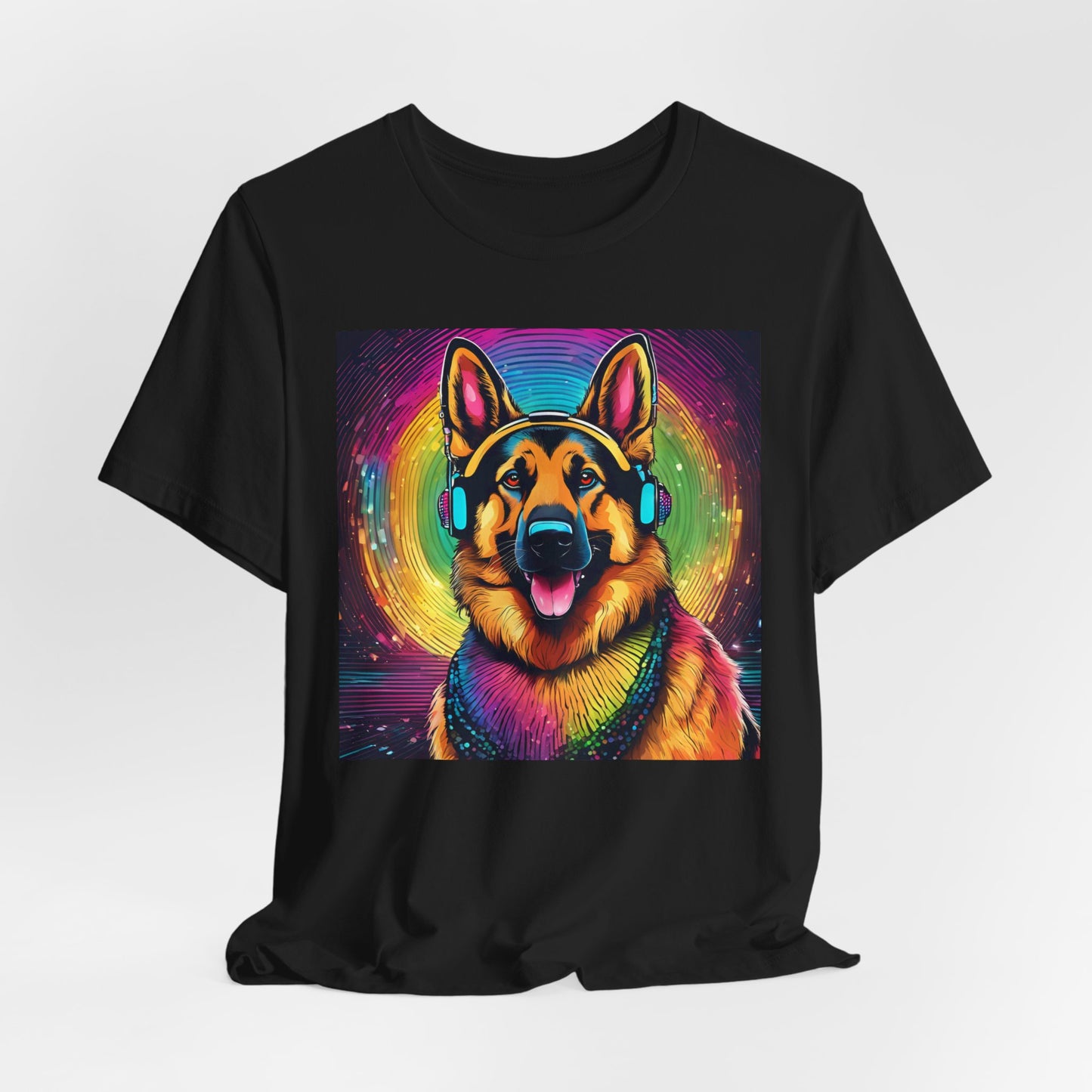 Colorful DJ Dawg - Festival -GSD Dog Lover Unisex Tee - Music Vibe Graphic T-Shirt