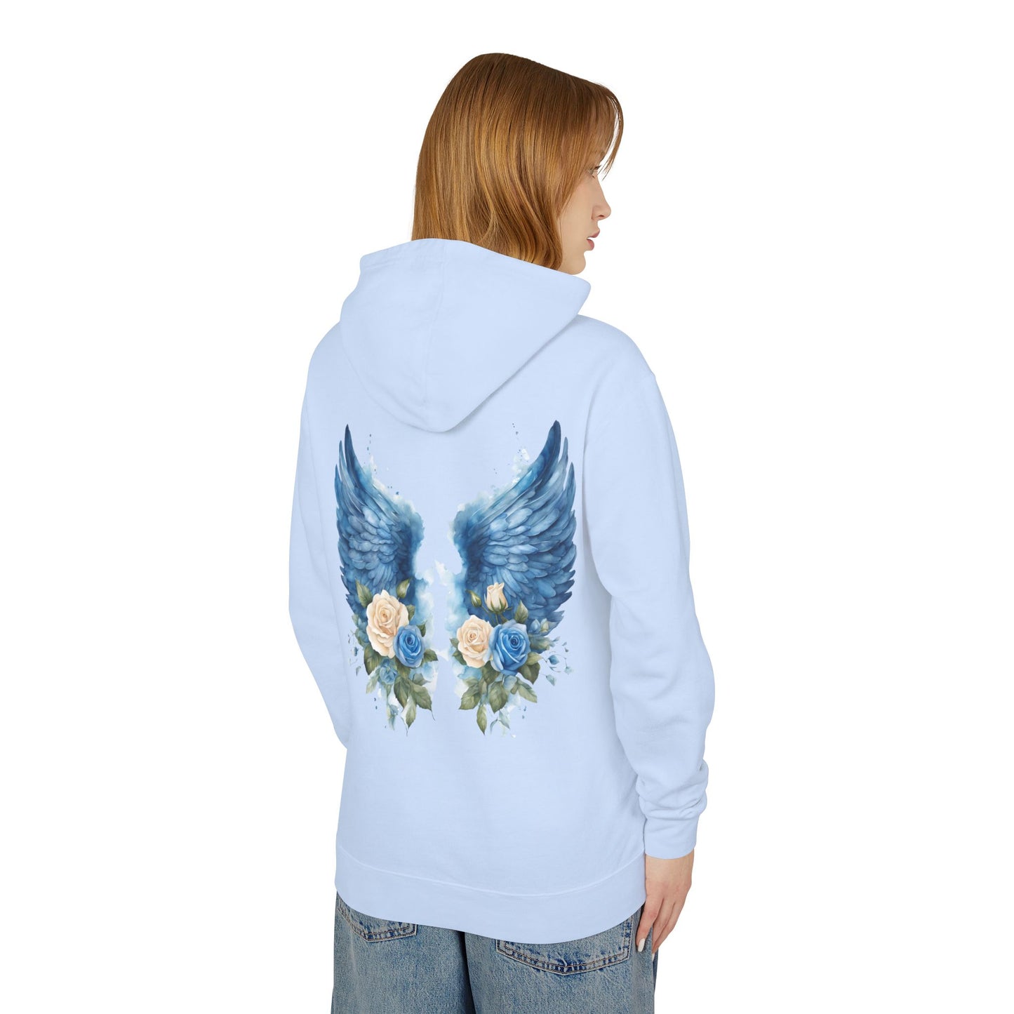 Angel Wings Floral Unisex Lightweight Hooded Sweatshirt