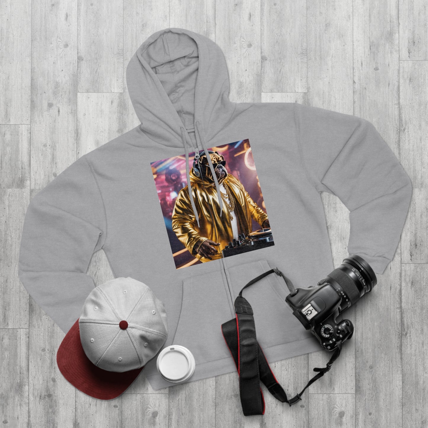 DJ Bulldog - Festival - Unisex Zip-Up Hoodie - Fun & Stylish Sweatshirt for Pet Lovers