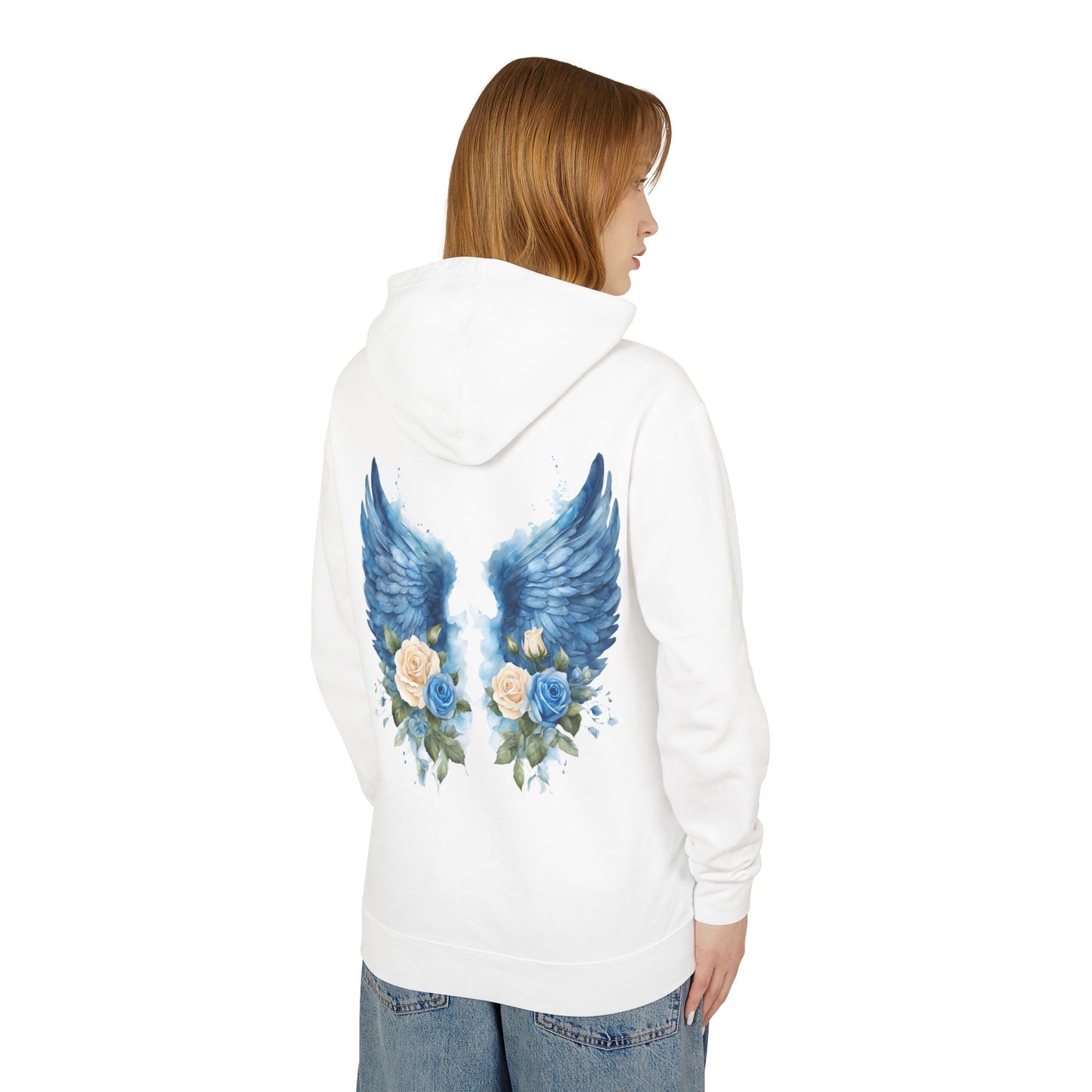 Angel Wings Floral Unisex Lightweight Hooded Sweatshirt