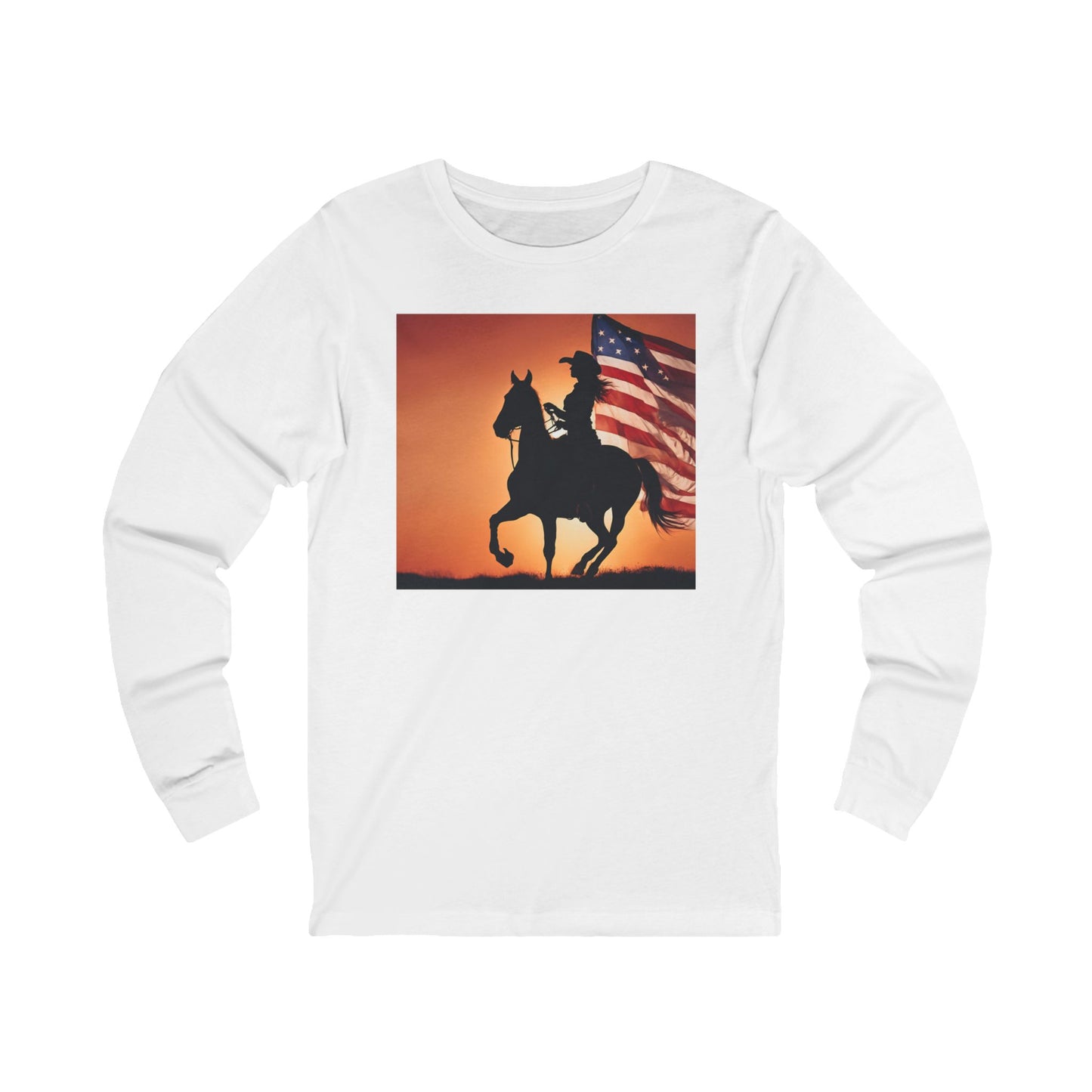 Patriotic Cowgirl Long Sleeve Shirt - American Flag Design