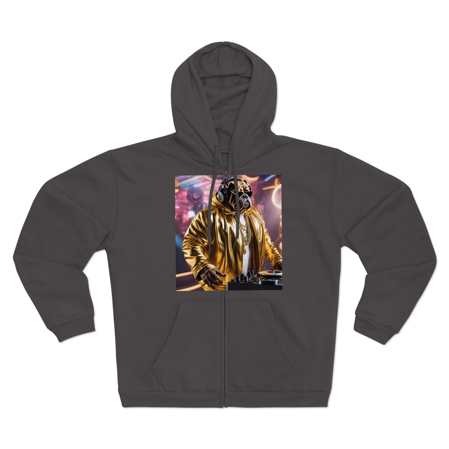 DJ Bulldog - Festival - Unisex Zip-Up Hoodie - Fun & Stylish Sweatshirt for Pet Lovers