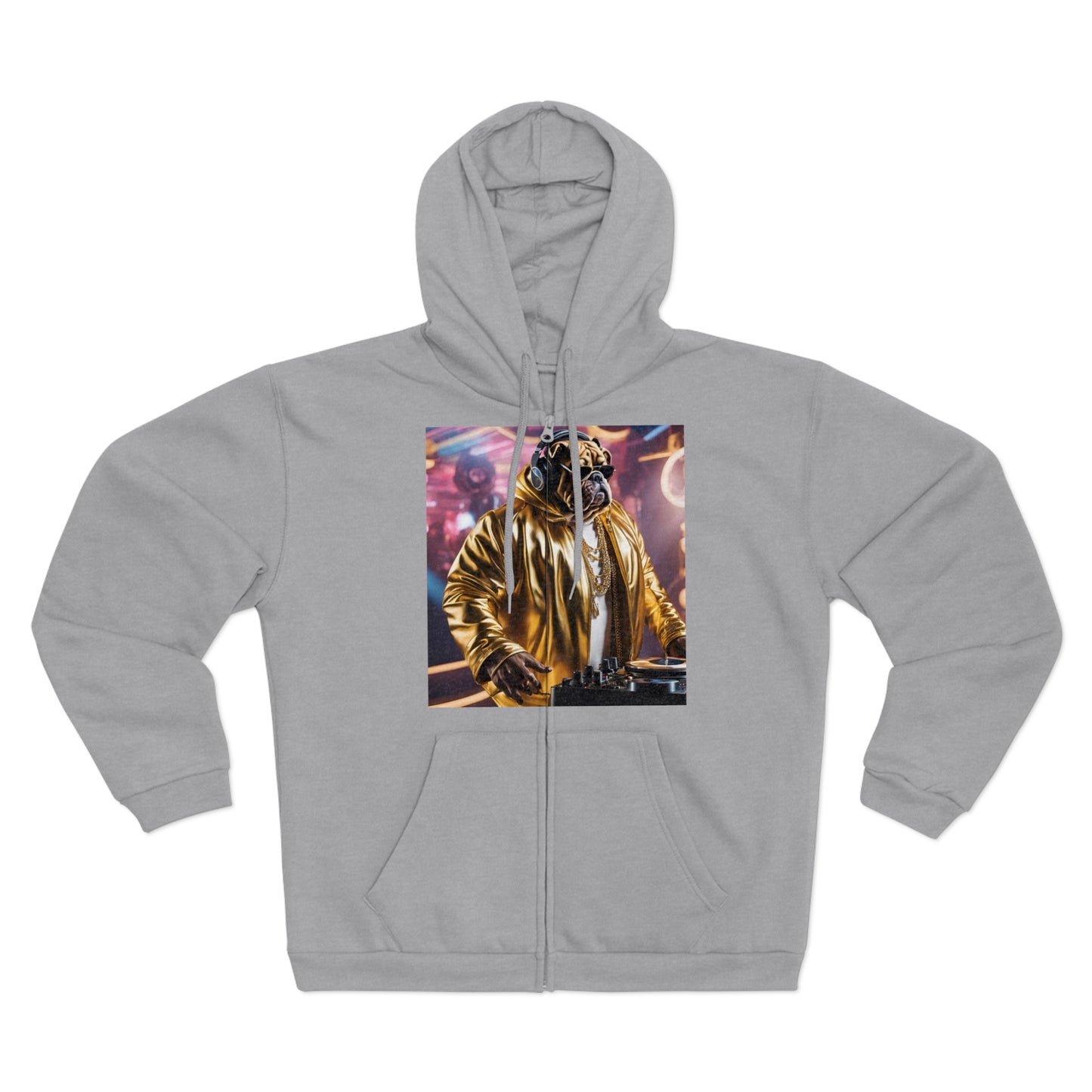 DJ Bulldog - Festival - Unisex Zip-Up Hoodie - Fun & Stylish Sweatshirt for Pet Lovers