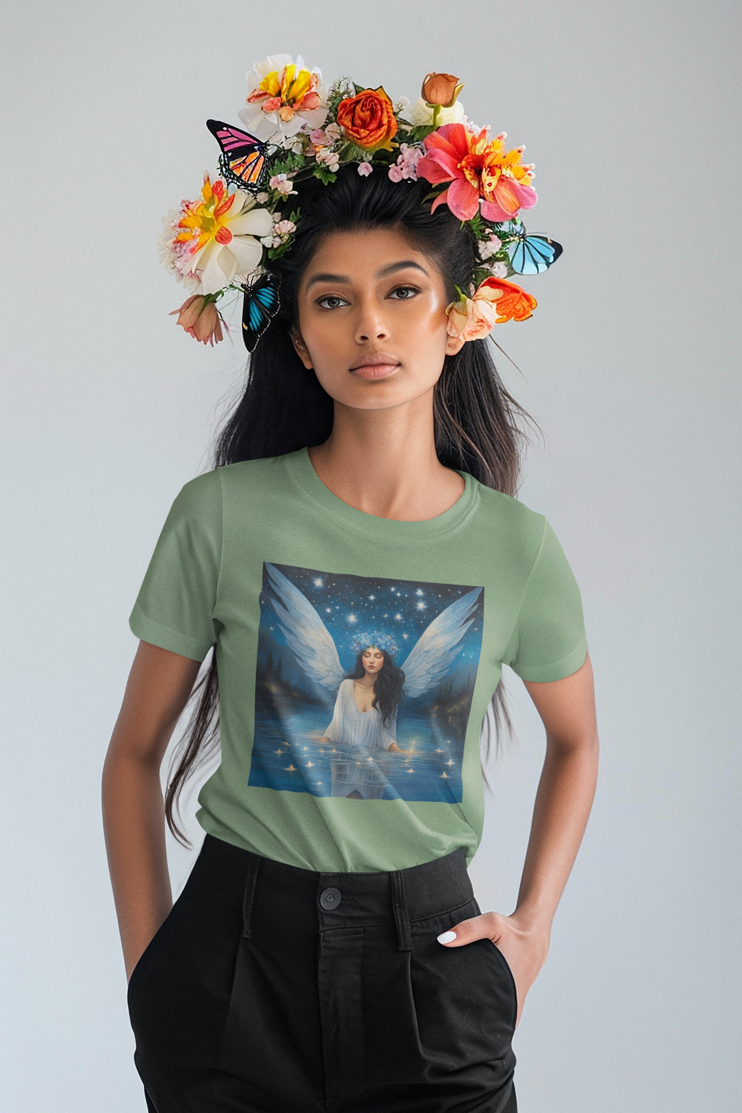 Celestial Angel Graphic Tee - Unisex Short Sleeve Shirt for Dreamers