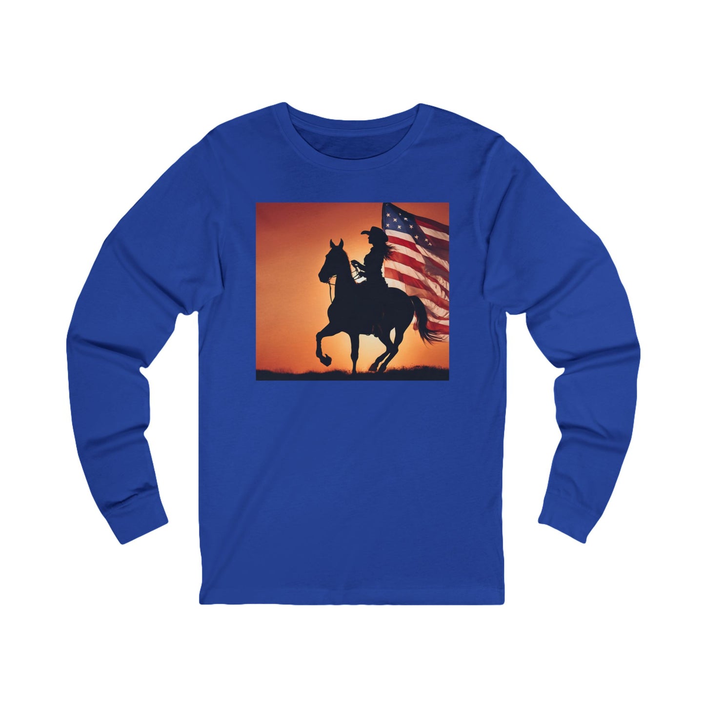Patriotic Cowgirl Long Sleeve Shirt - American Flag Design