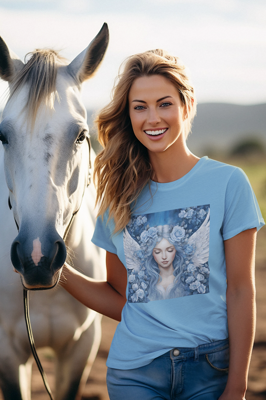 Dreamy Angel Graphic Tee - Ethereal Floral Design
