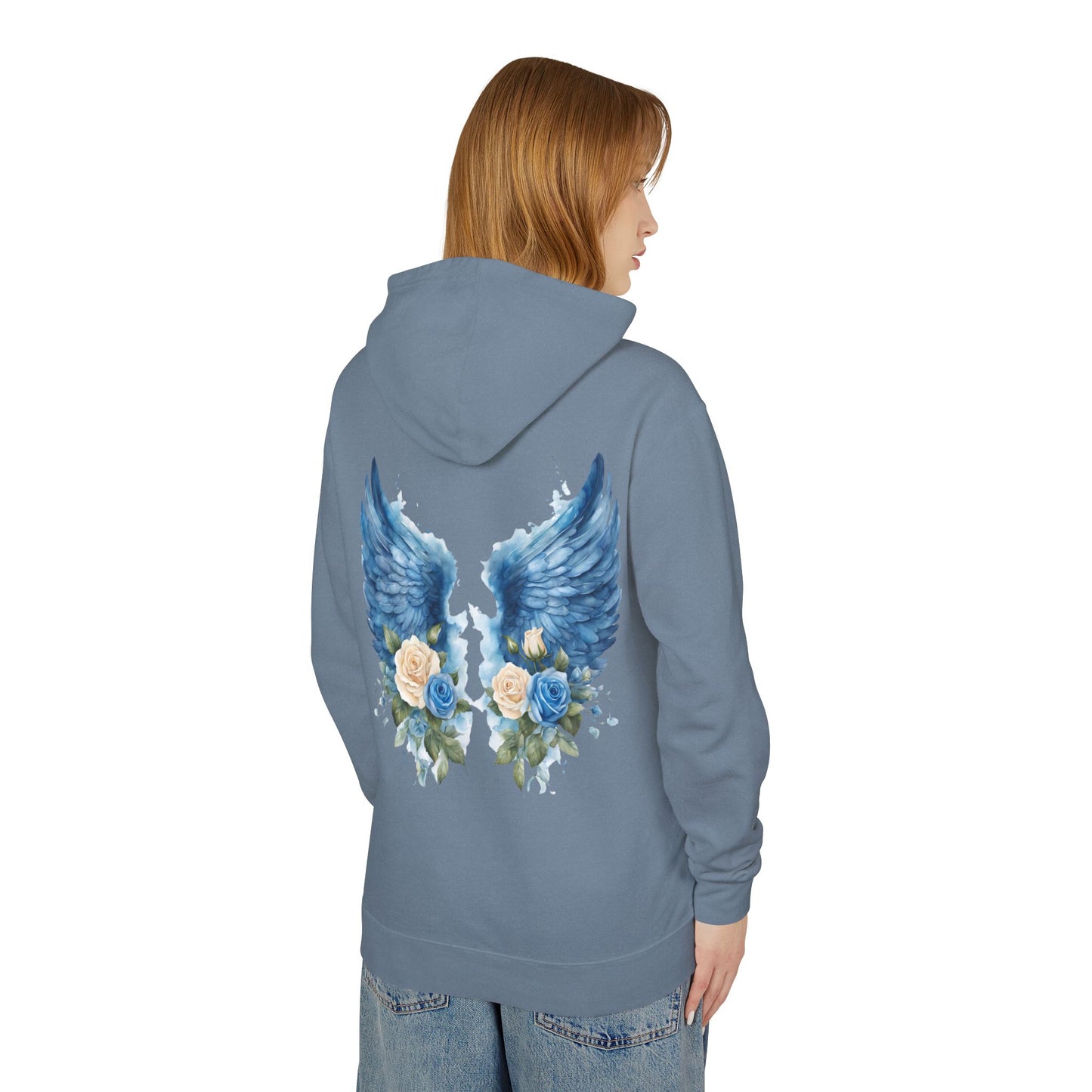 Angel Wings Floral Unisex Lightweight Hooded Sweatshirt