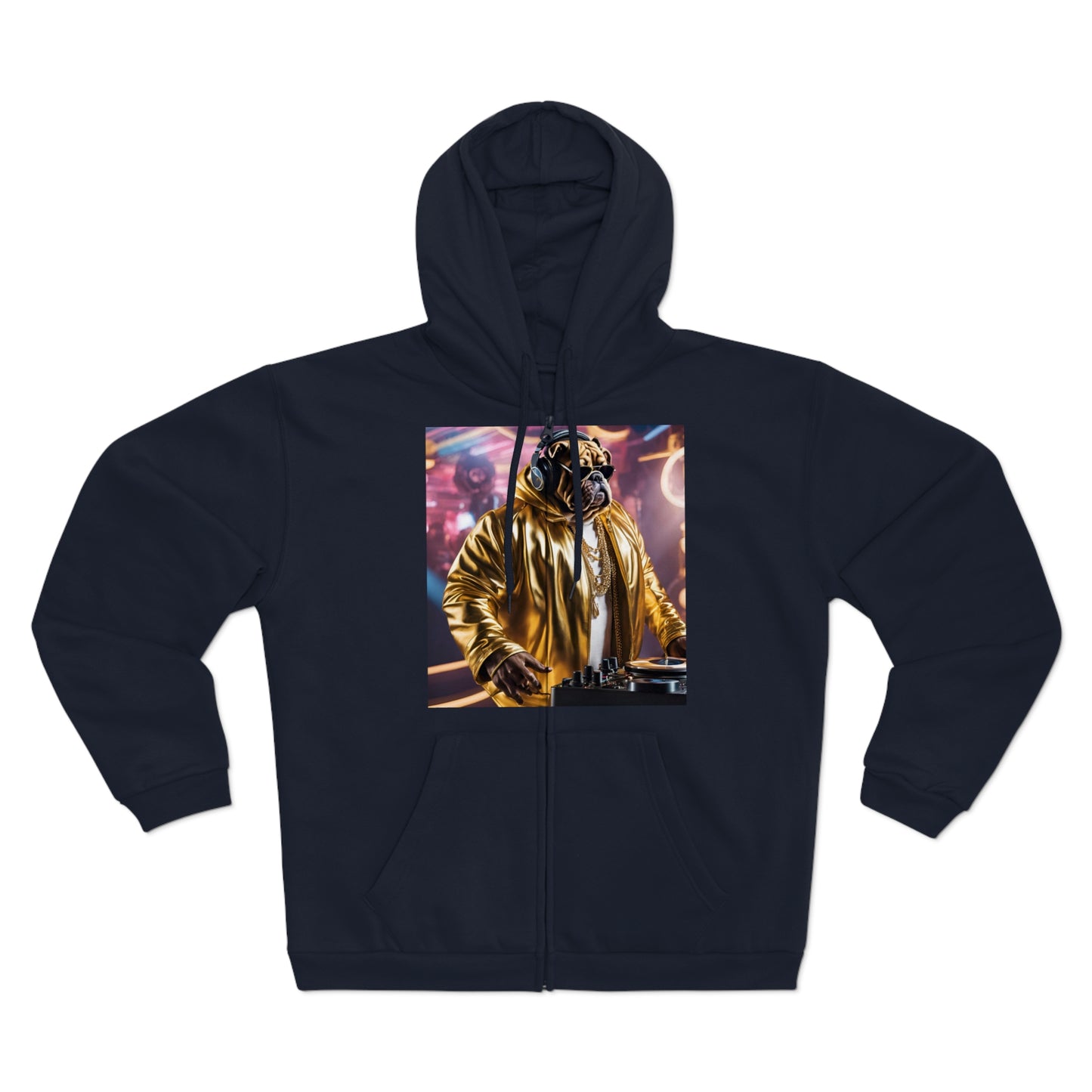 DJ Bulldog - Festival - Unisex Zip-Up Hoodie - Fun & Stylish Sweatshirt for Pet Lovers