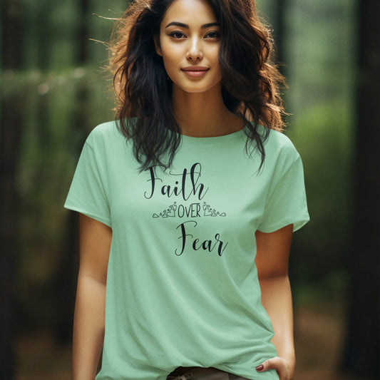 Inspirational Faith Over Fear Unisex Jersey Tee