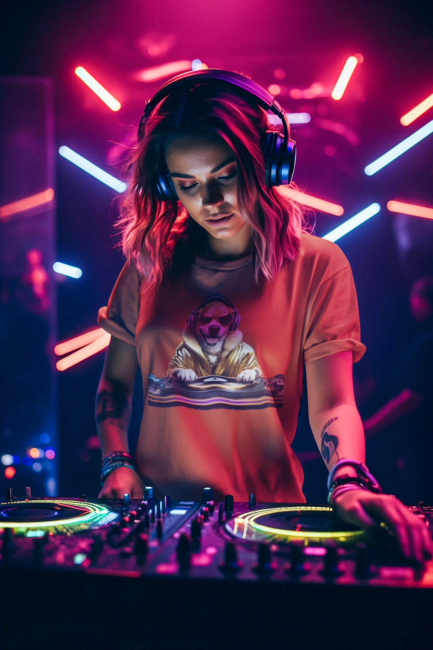 Cool DJ Dog "Dawg" Festival - Unisex Jersey Short Sleeve Tee - for Pet Lovers