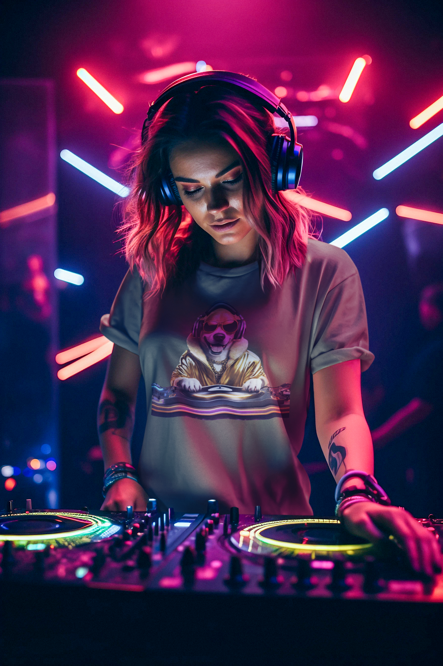 Cool DJ Dog "Dawg" Festival - Unisex Jersey Short Sleeve Tee - for Pet Lovers