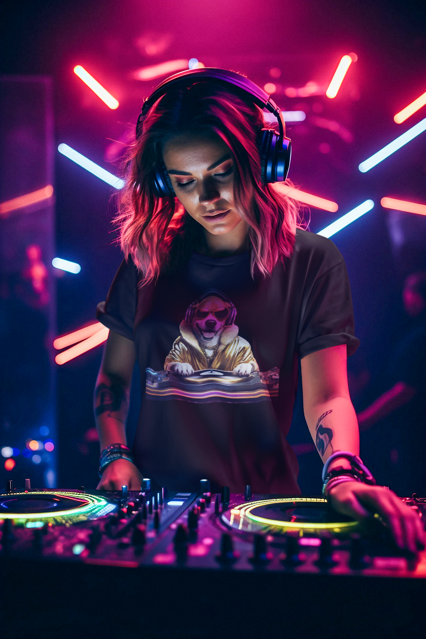 Cool DJ Dog "Dawg" Festival - Unisex Jersey Short Sleeve Tee - for Pet Lovers