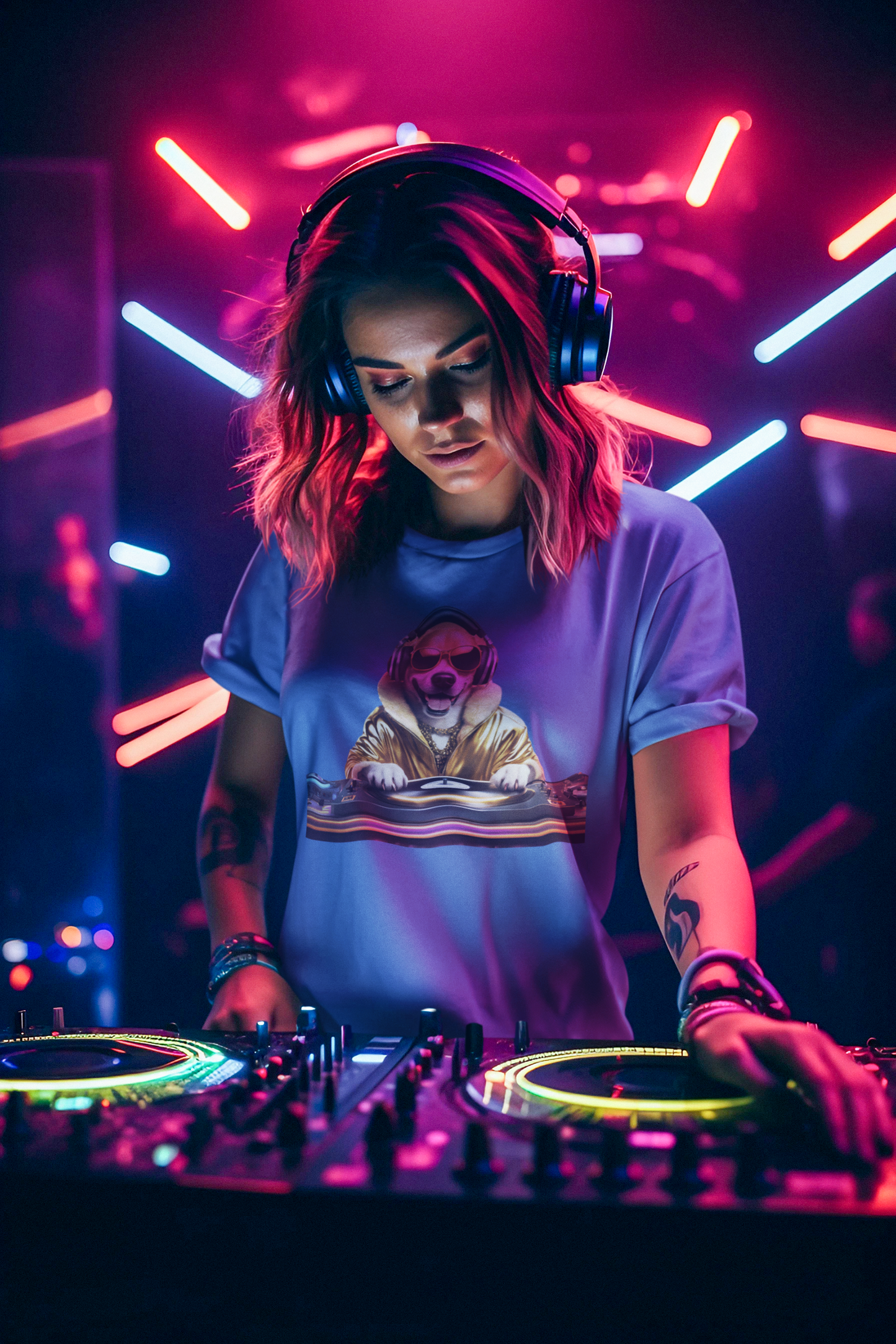 Cool DJ Dog "Dawg" Festival - Unisex Jersey Short Sleeve Tee - for Pet Lovers