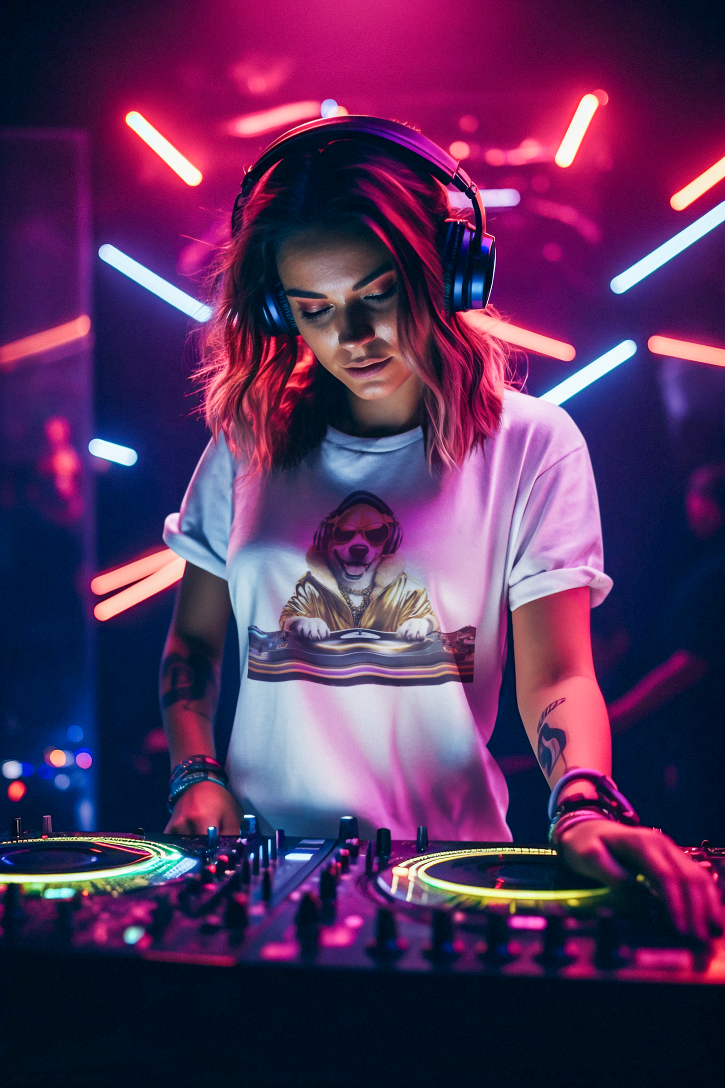 Cool DJ Dog "Dawg" Festival - Unisex Jersey Short Sleeve Tee - for Pet Lovers