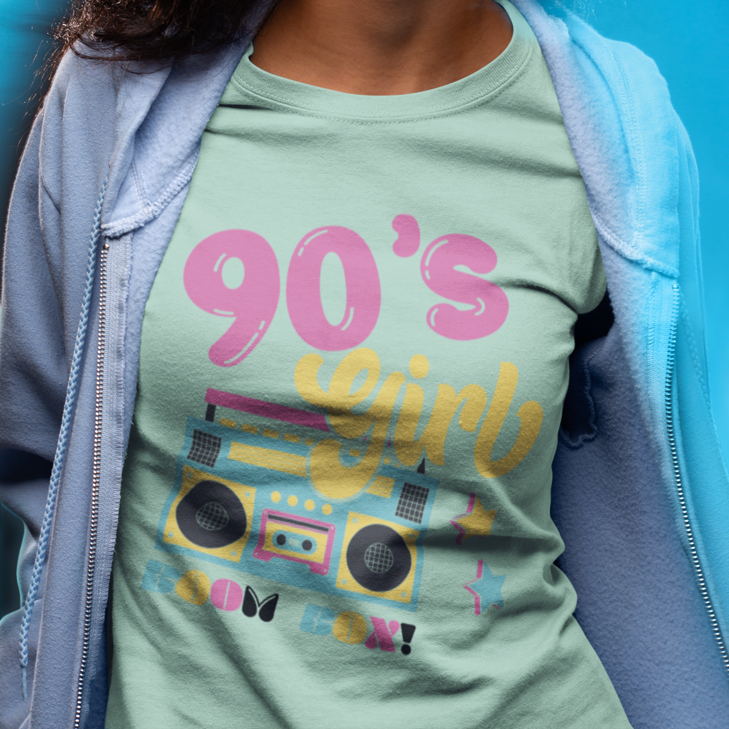 90's Girl Unisex Jersey Tee - Retro Boombox Design