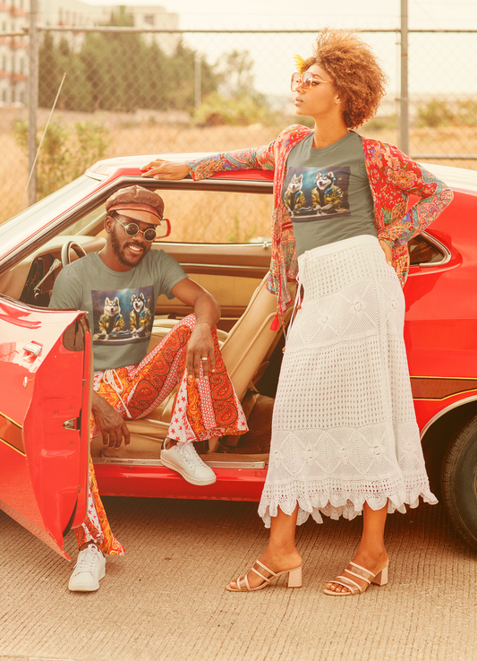 DJ Dawg Duo Unisex Festival Tee - Fun & Quirky Short Sleeve Shirt for Animal Lovers